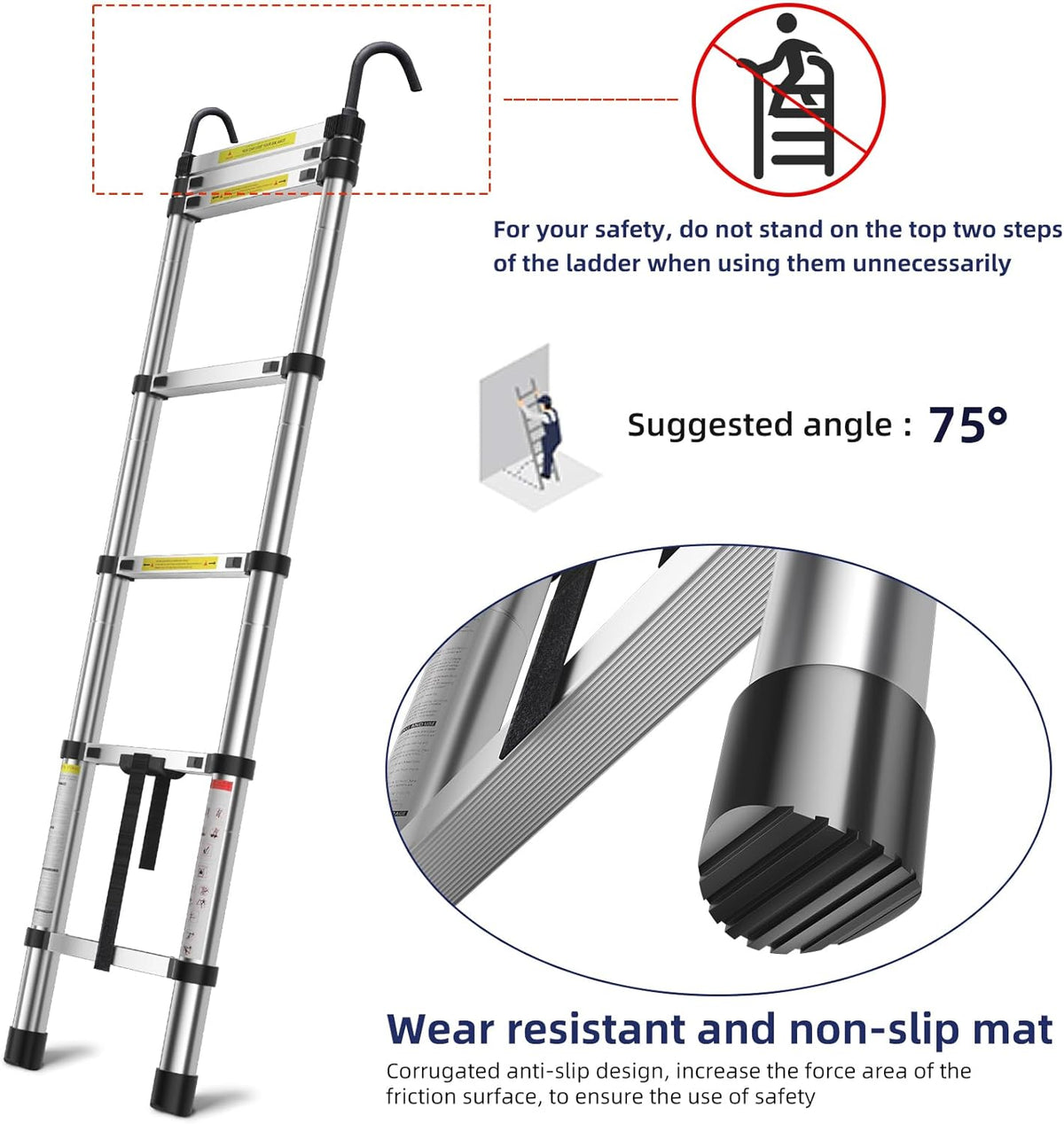 6.6ft Aluminum Telescoping Ladder with Hook P227660