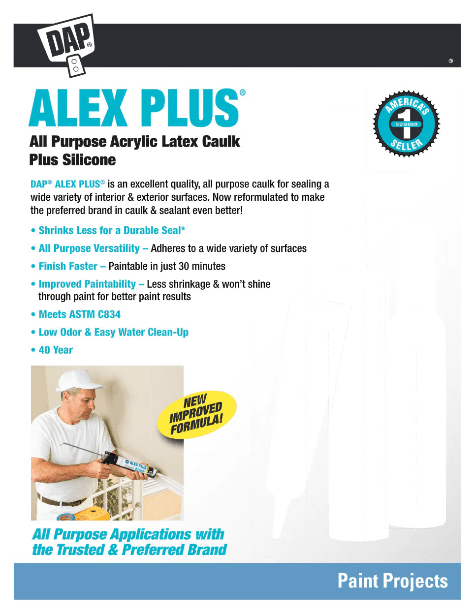 Clear Acrylic Latex Caulk Plus Silicone 10.1 oz P4403