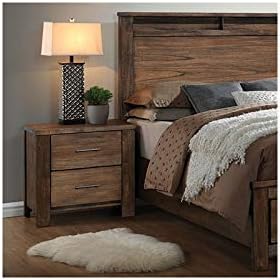 Antique Oak Solid Wood 2-Drawer Nightstand D98713