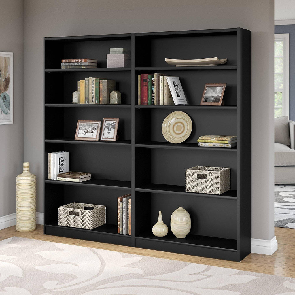 Black 5 Shelf Bookcase Set of 2 N97687