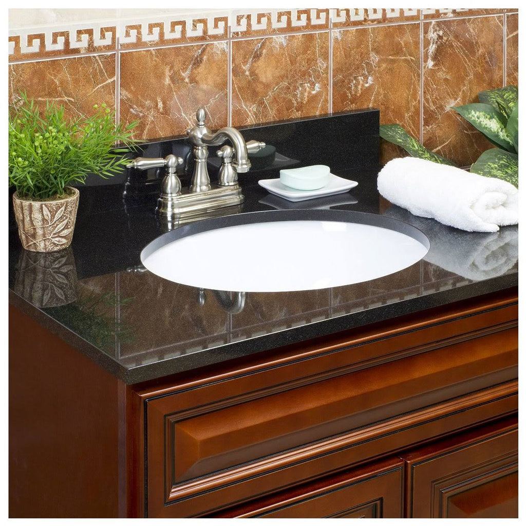 Absolute Black Granite Vanity Top 37 in x 22 in with Backsplash 4 in Spread Q6175