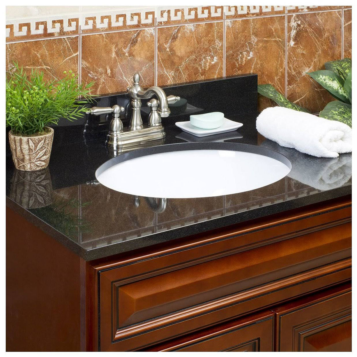 Absolute Black Granite Vanity Top 37 in x 22 in with Backsplash 4 in Spread Q6175