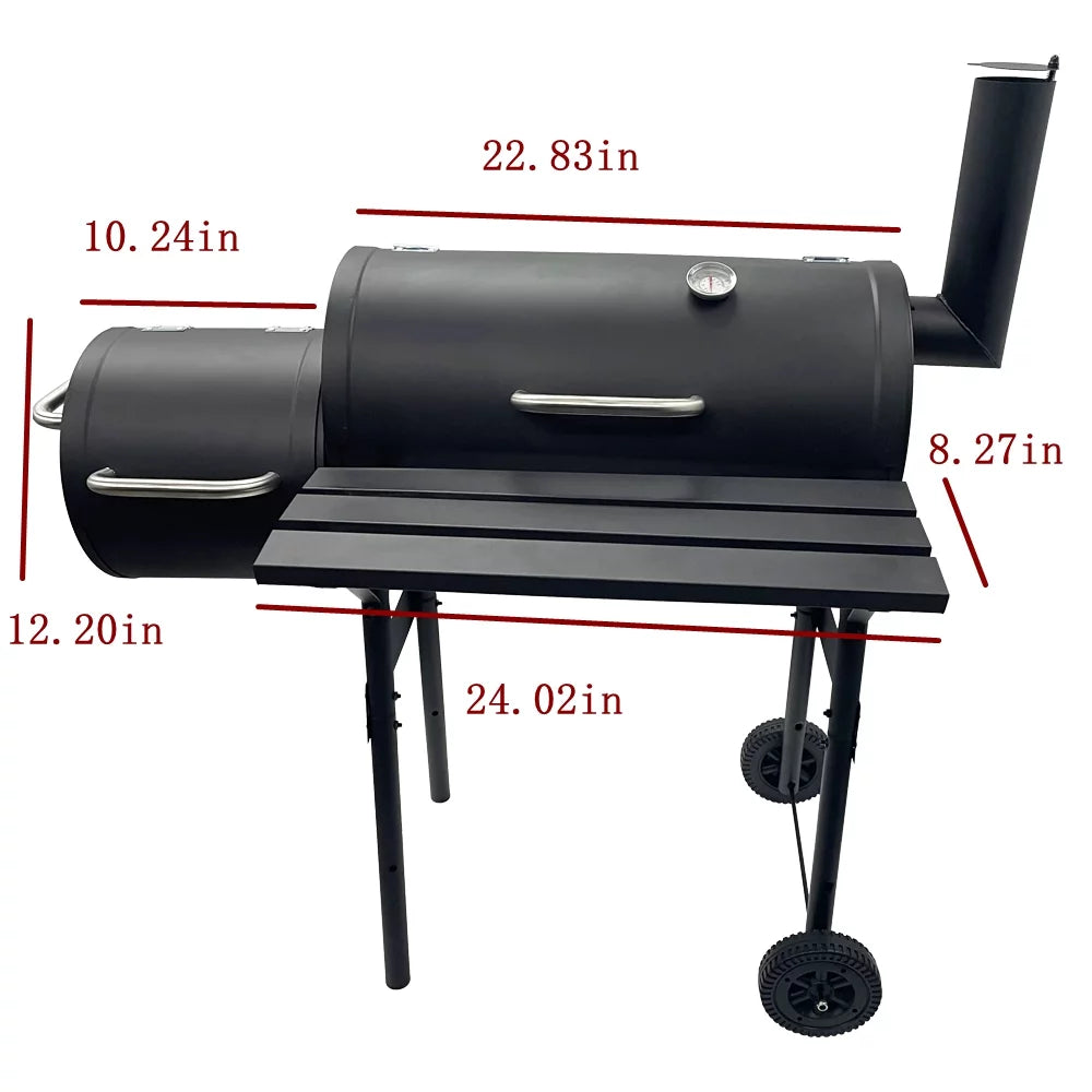 30" BBQ Charcoal Grill Offset Smoker with Cover I165