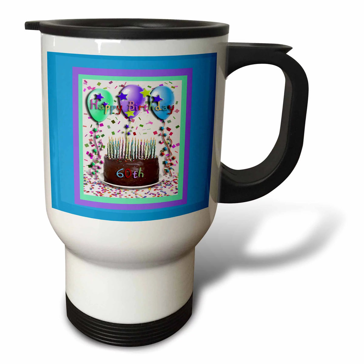 Happy Birthday 60th Chocolate Cake 14oz Stainless Steel Travel Mug R242