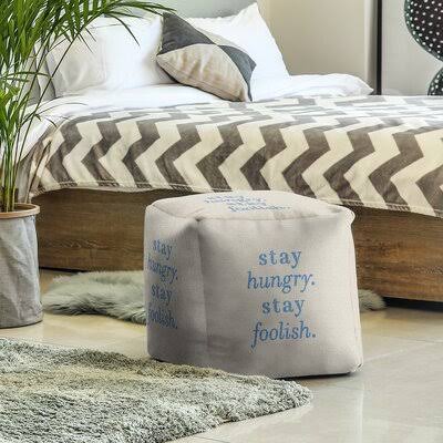 White/Blue Cube Ottoman J209