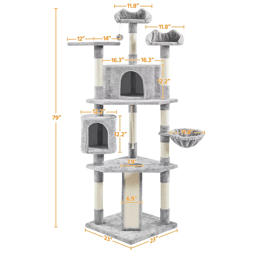79'' Multilevel Cat Tree with Condos & Scratching Posts V6123