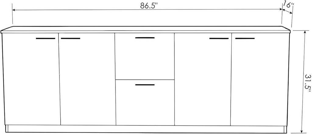 Polished Walnut Cabinet Credenza F501