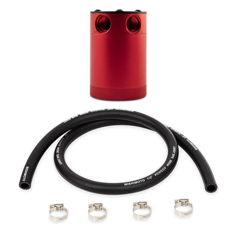 Compact Baffled Oil Catch Can, 2-Port, Red M49428