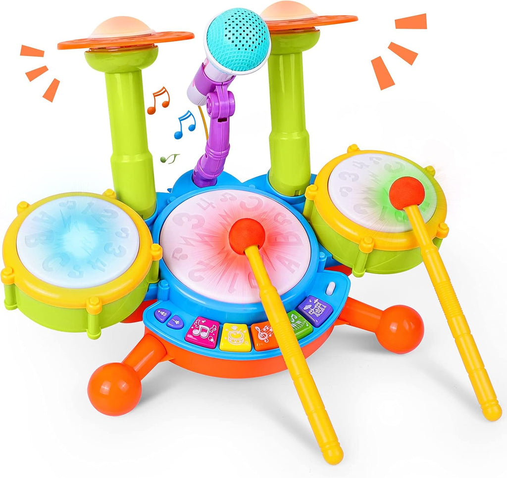 5 in 1 Toddler Drum & Piano Set with Microphone & Lights V21869