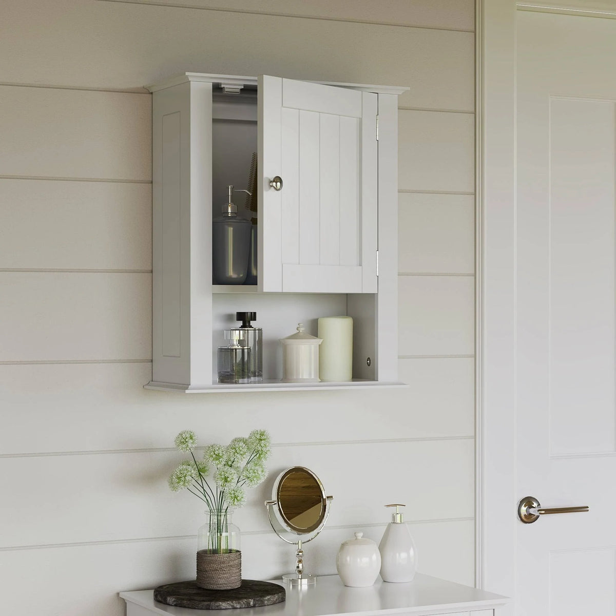 White One Door Wall Cabinet I20891