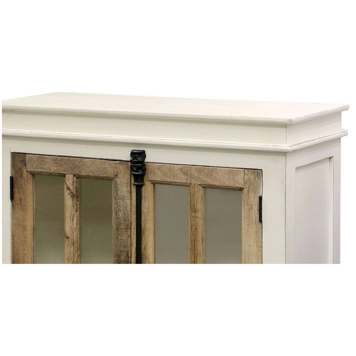 White/Natural Cabinet with Clear Tempered Glass Window I16624