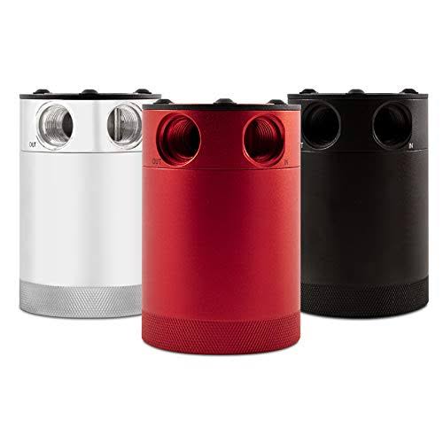 Compact Baffled Oil Catch Can, 2-Port, Red M49428