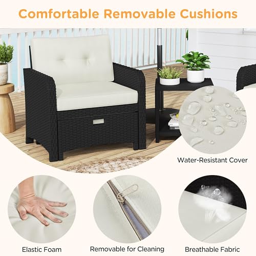 5 Piece PE Wicker Patio Conversation Set with Cushions R250436