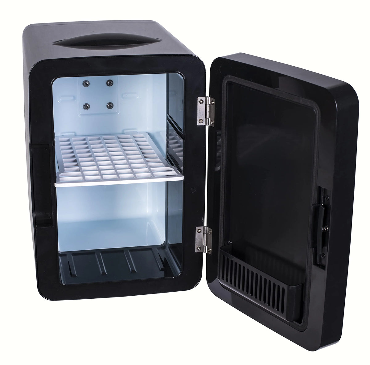 Mini Portable Lighted Mirror Fridge Cooler, 6.5L Capacity, Black Q943367
