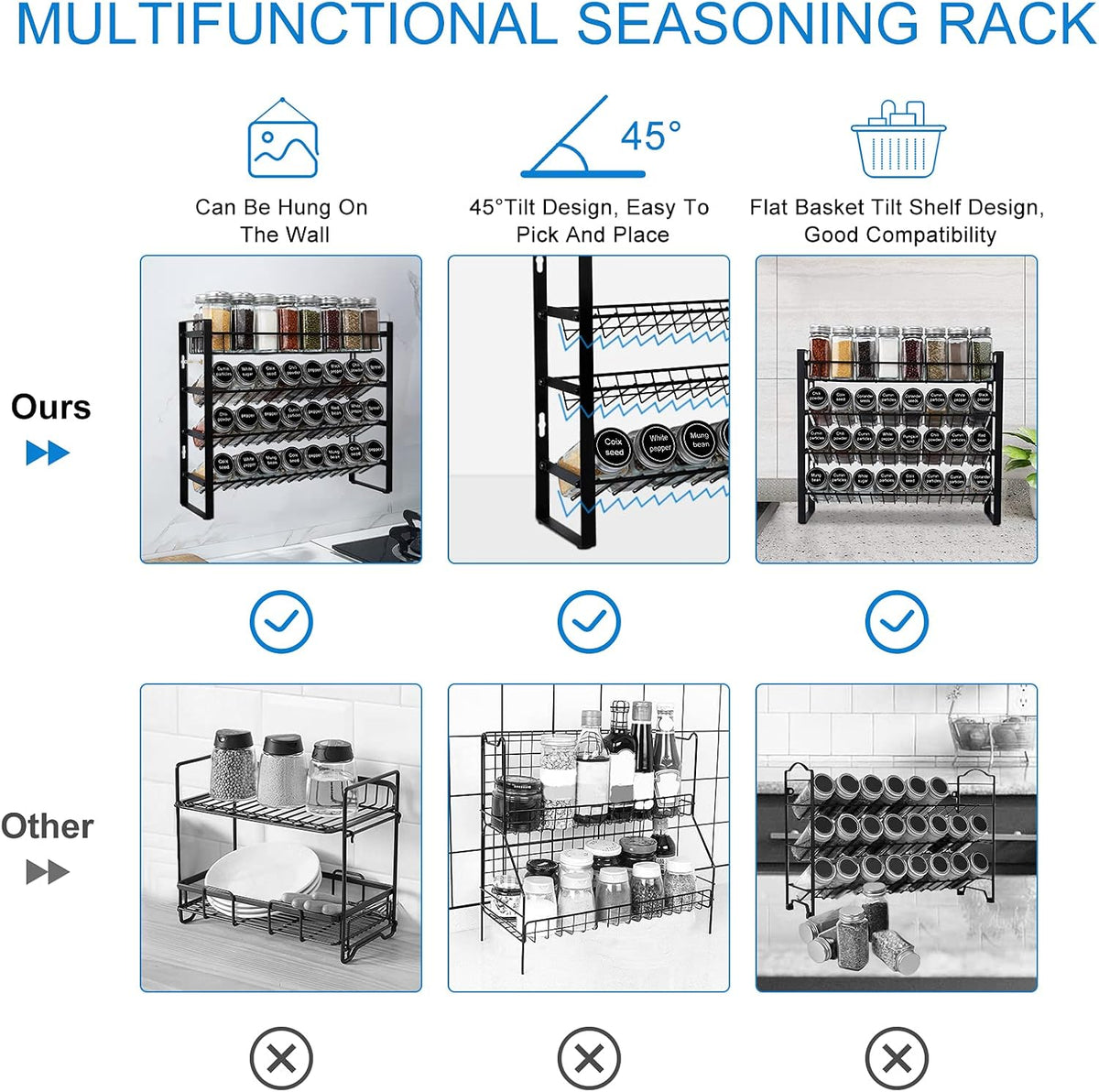 4 Tier Spice Rack with Hooks I59801