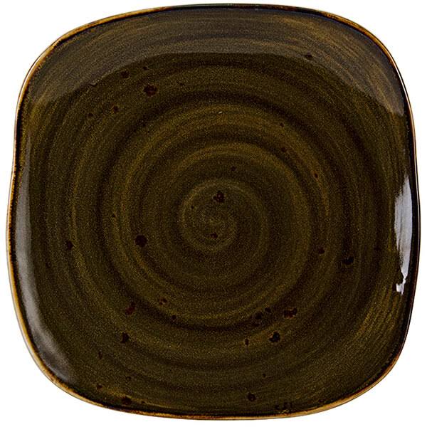 Brown Walnut Square Plate I7150