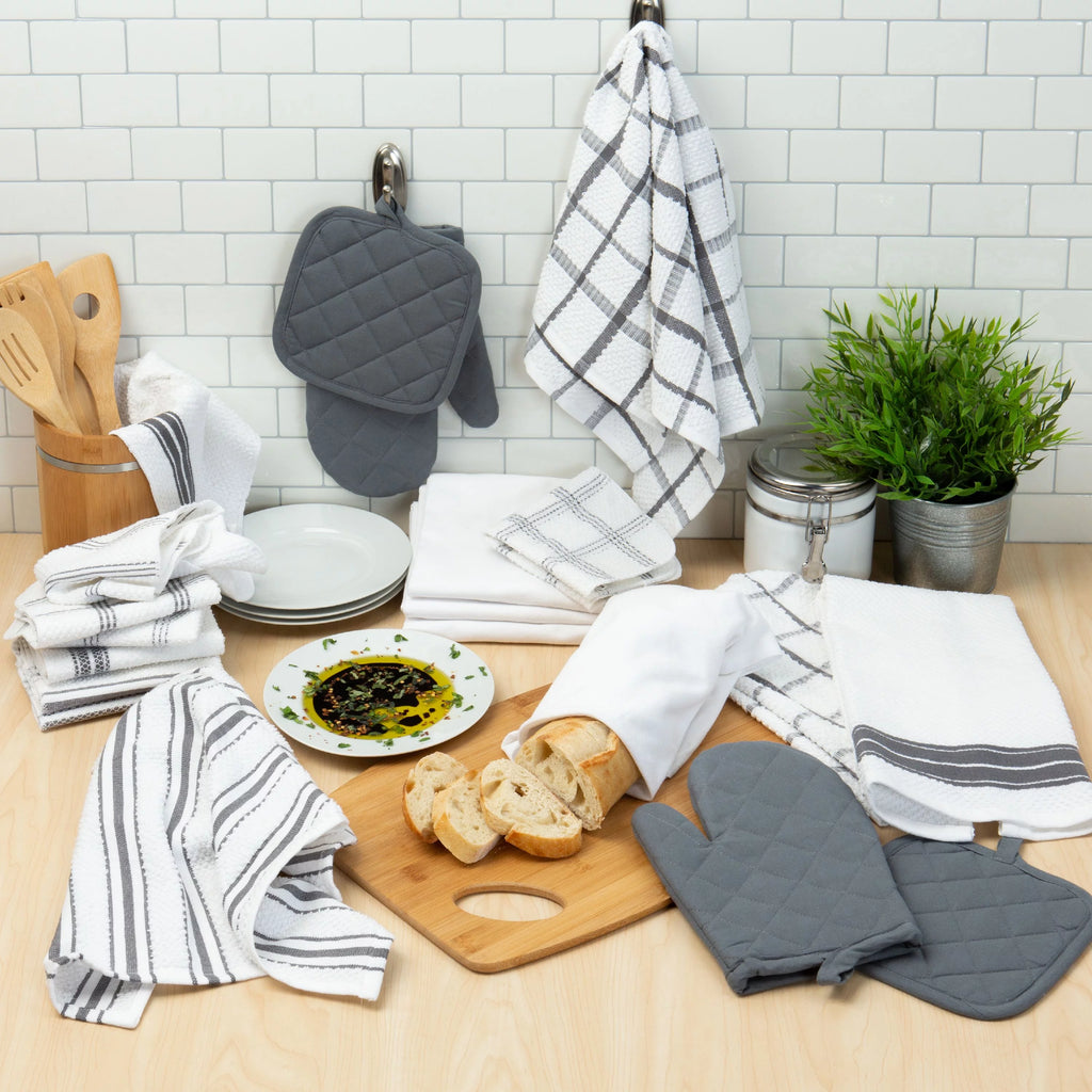 20 Piece Terry Kitchen Towel Dish Cloth Oven Mitt Pot Holder Set K384