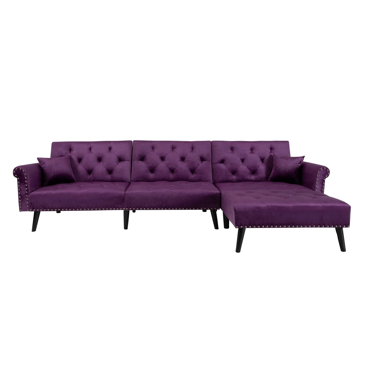Purple Velvet Convertible Sofa Bed B1460
