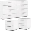 3 Piece Bedroom Set with Dresser and 2 Nightstands in White M8219