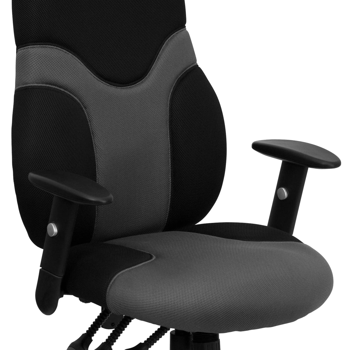 Black and Gray Mesh Swivel Task Office Chair with Adjustable Arms O3334