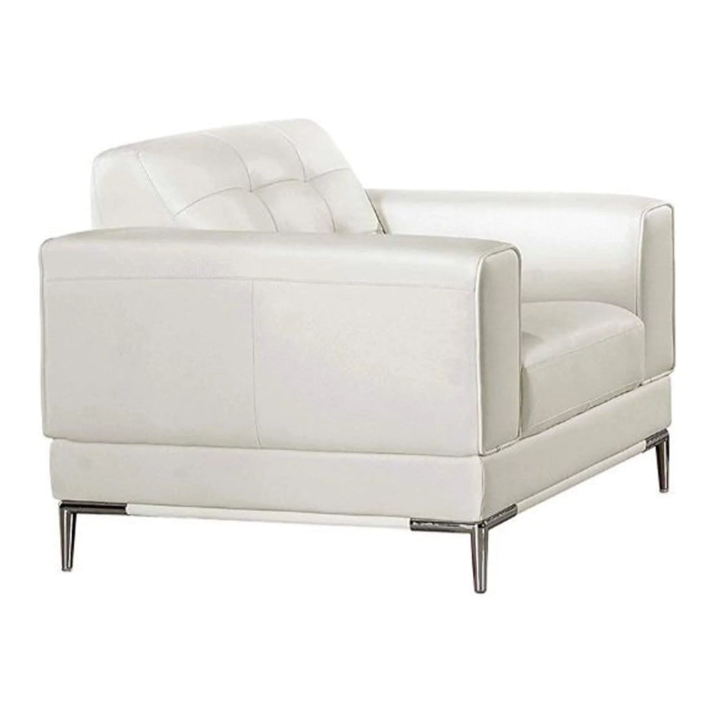 White Faux Leather Upholstered Wooden Sofa Chair Z56830