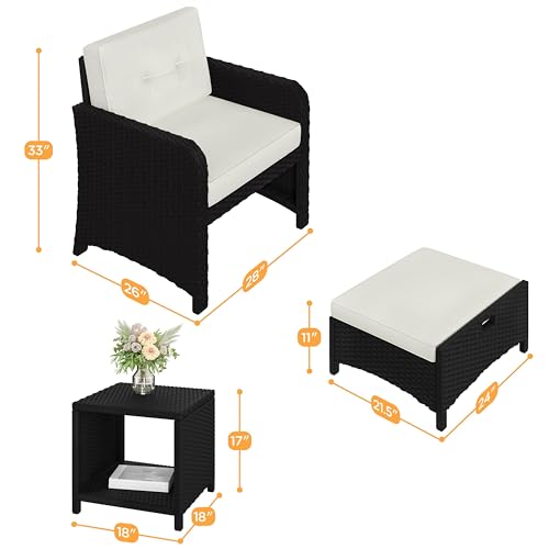 5 Piece PE Wicker Patio Conversation Set with Cushions R250436