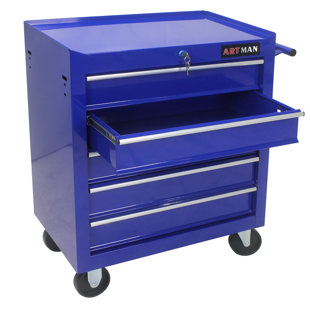 Rolling Tool Chest with 8 Drawers, Red Lockable Storage Cabinet R30096