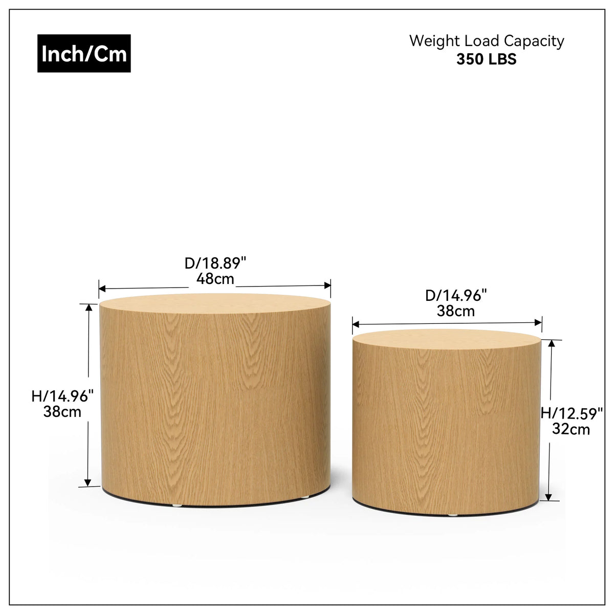 MDF Oak Veneer Nesting Table Set of 2 O8471