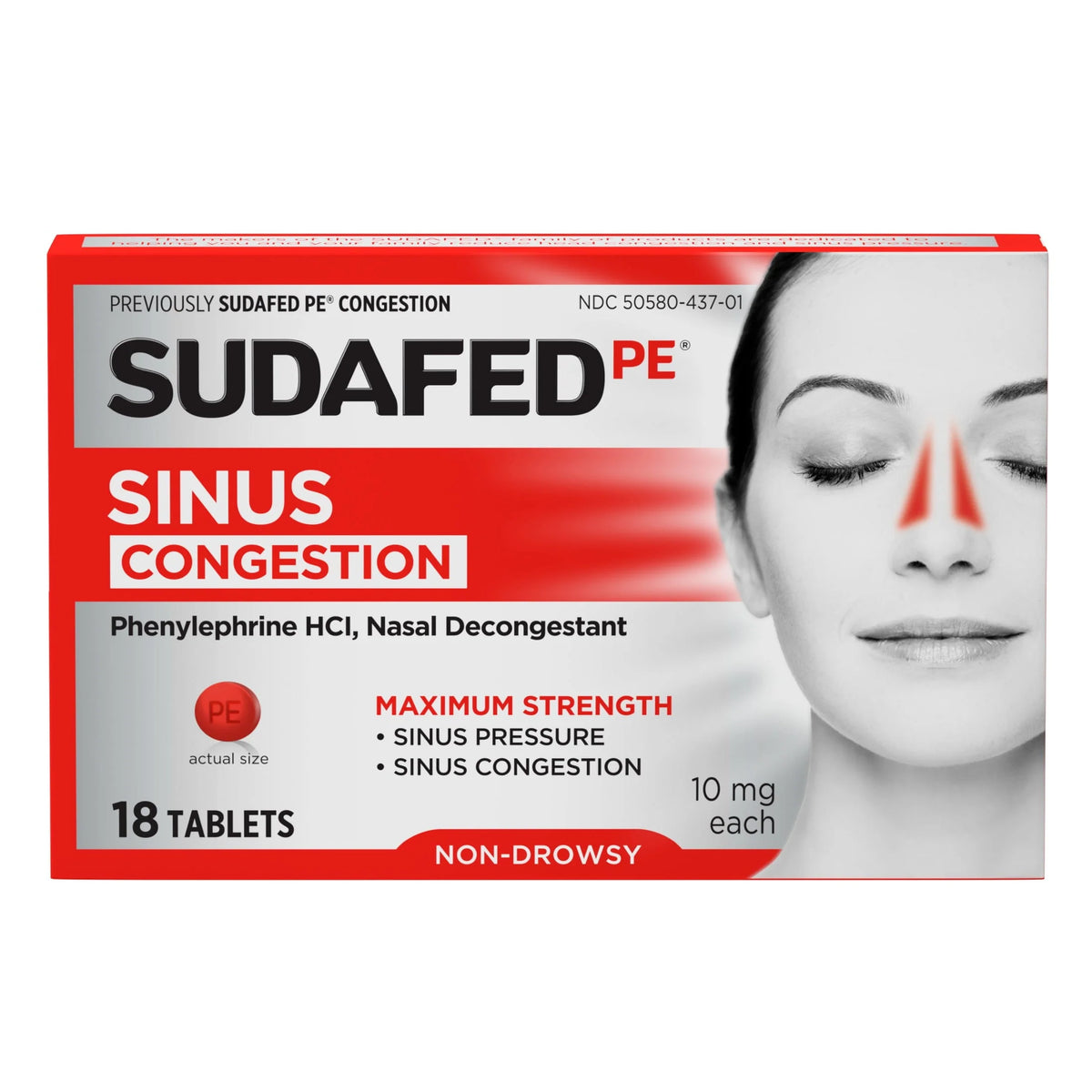 Non-Drowsy Sinus Decongestant, 18 Ct B91345
