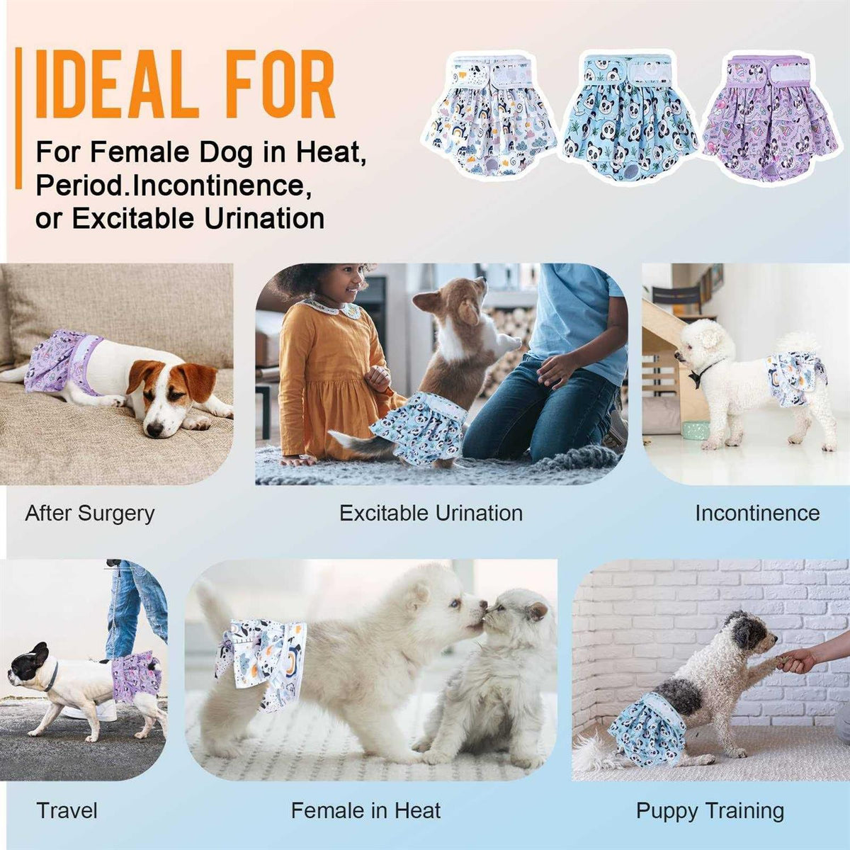 Washable Female Dog Diapers 3 Pack Reusable G9752