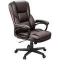 Brown Faux Leather High-Back Office Chair with Lumbar Support W749