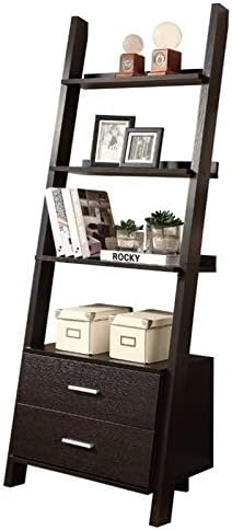 69 Ladder Bookcase with 2 Storage Drawers in Cappuccino S323