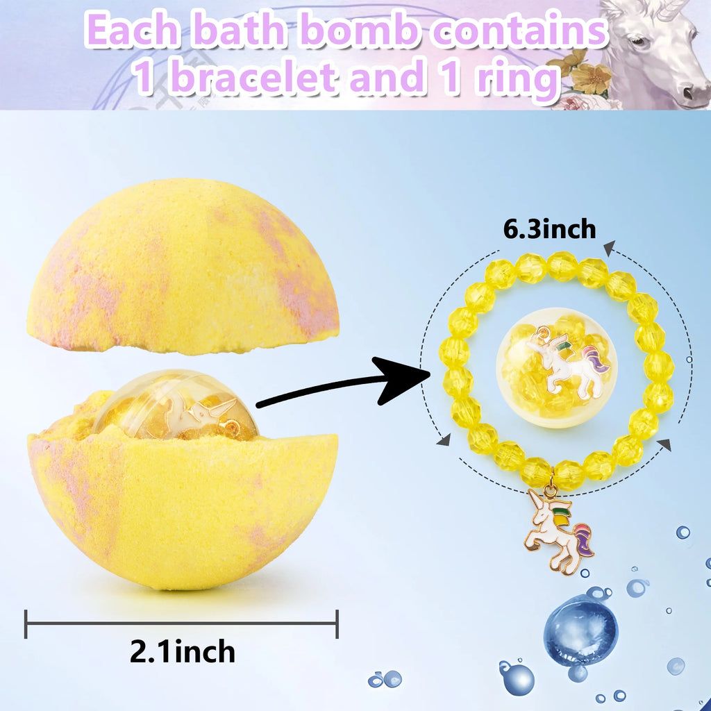 6 Large Organic Bath Bombs with Bracelets Toys for Kids K836