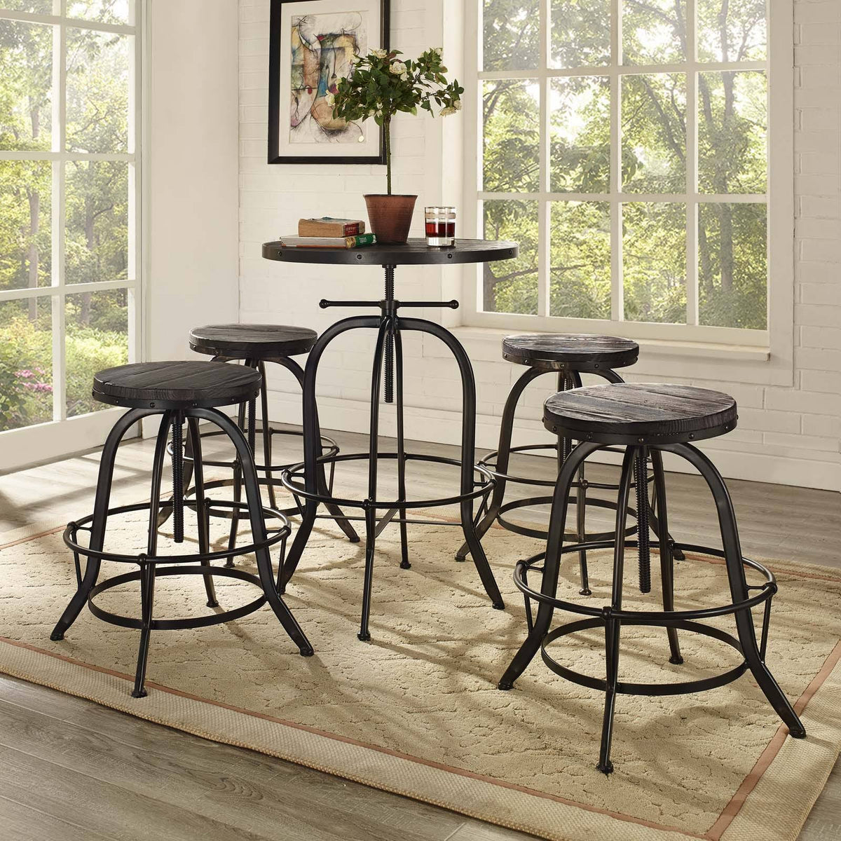 Brown Bar Stool Set of 4 Y8626