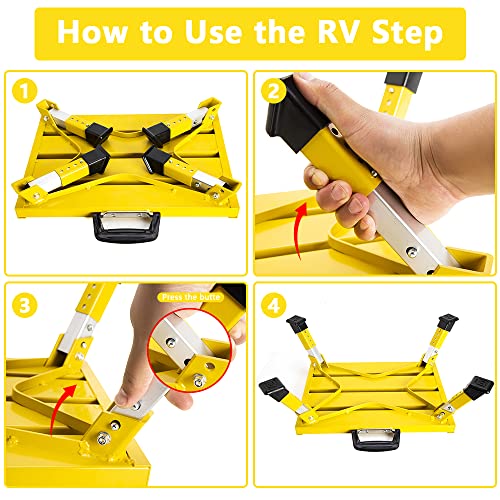 Portable Foldable Anti-Slip Aluminum RV Steps with Handles A7207