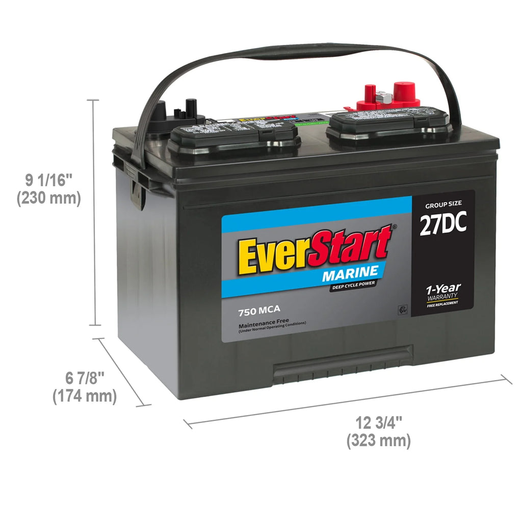 Lead Acid Marine & RV Deep Cycle Battery Group Size 27DC 12 Volt 740 MCA V158506