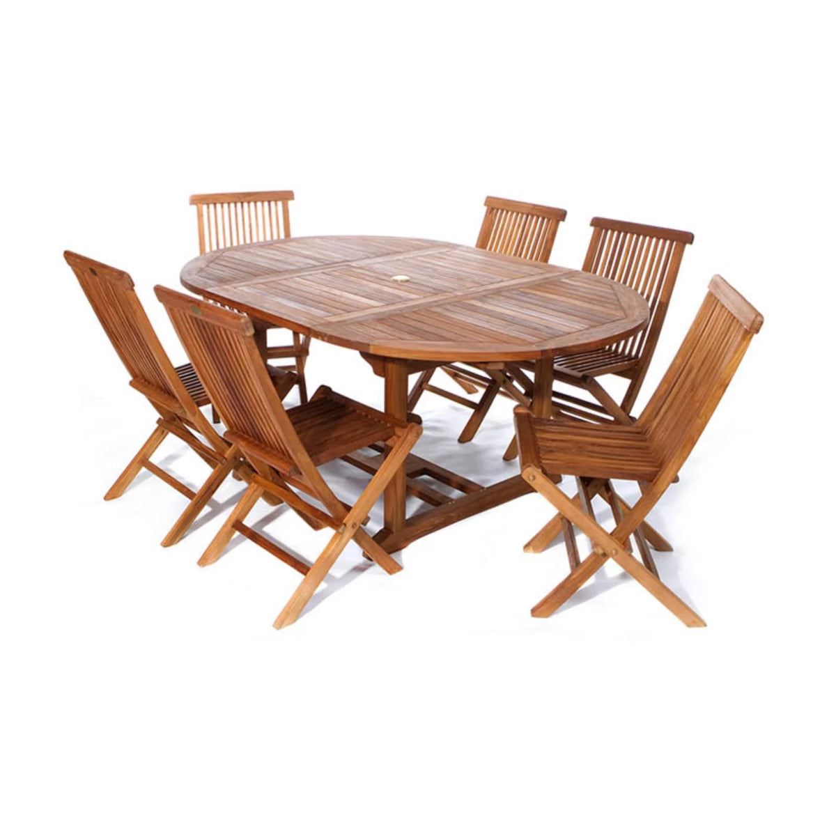 Teak Oval Folding Patio Dining Set Y2128