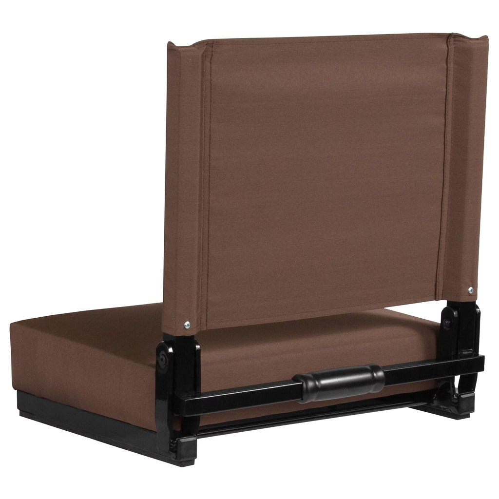 Set of 2 500 lb. Rated Lightweight Stadium Chair with Ultra-Padded Seat, Brown H550722