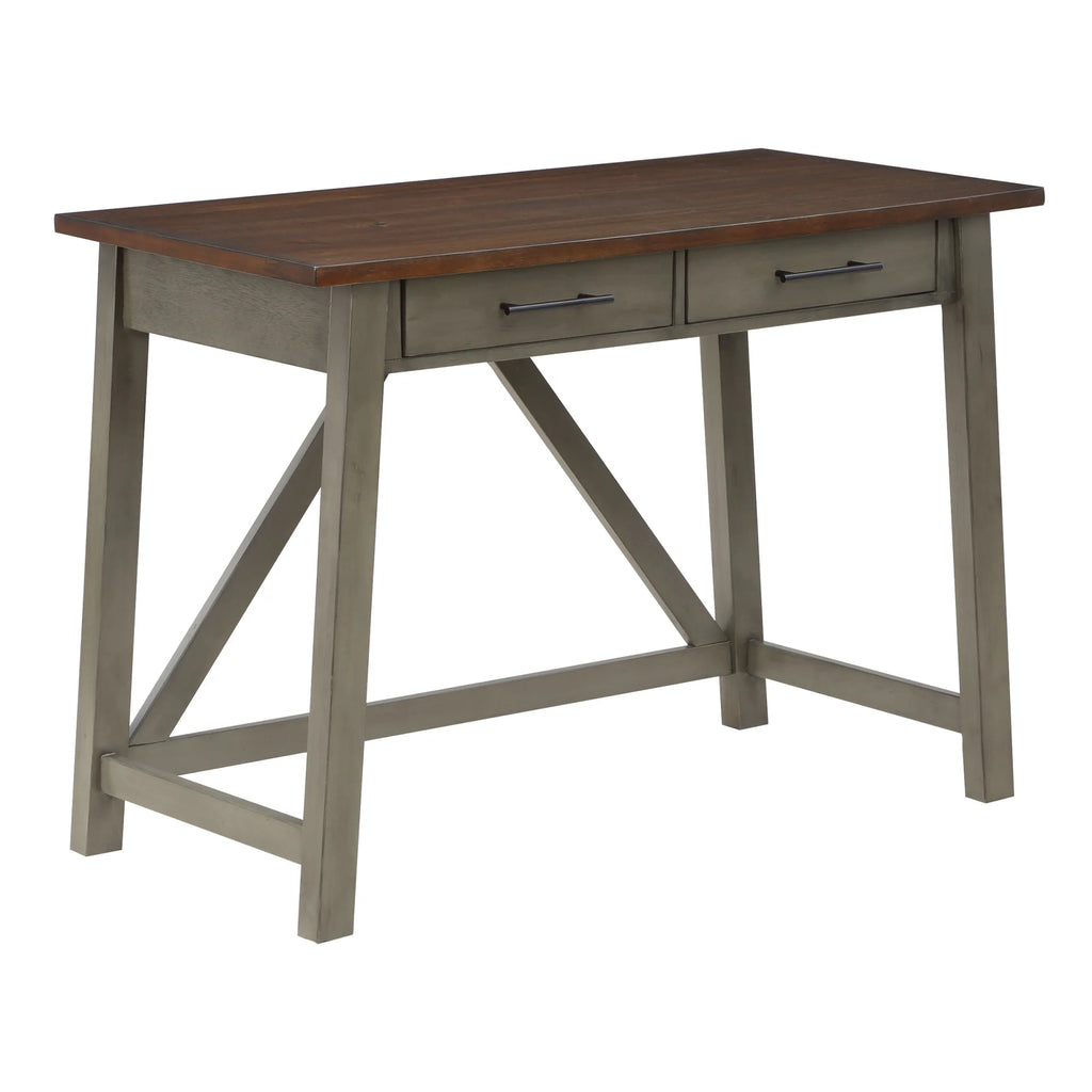 Slate Gray Engineered Wood Writing Desk with Drawers G218