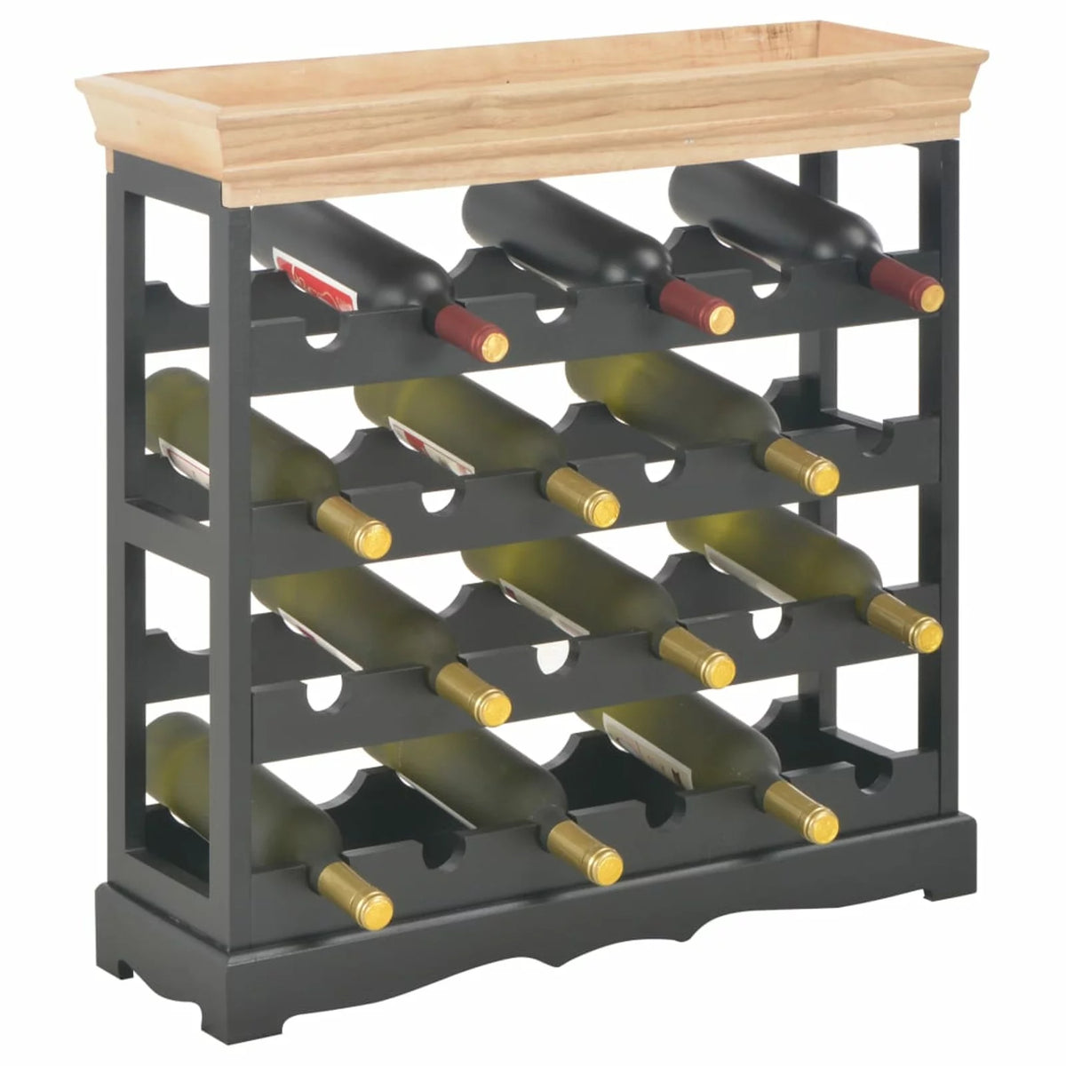 24 Bottles Wine Cabinet with Storage Shelves Black X598