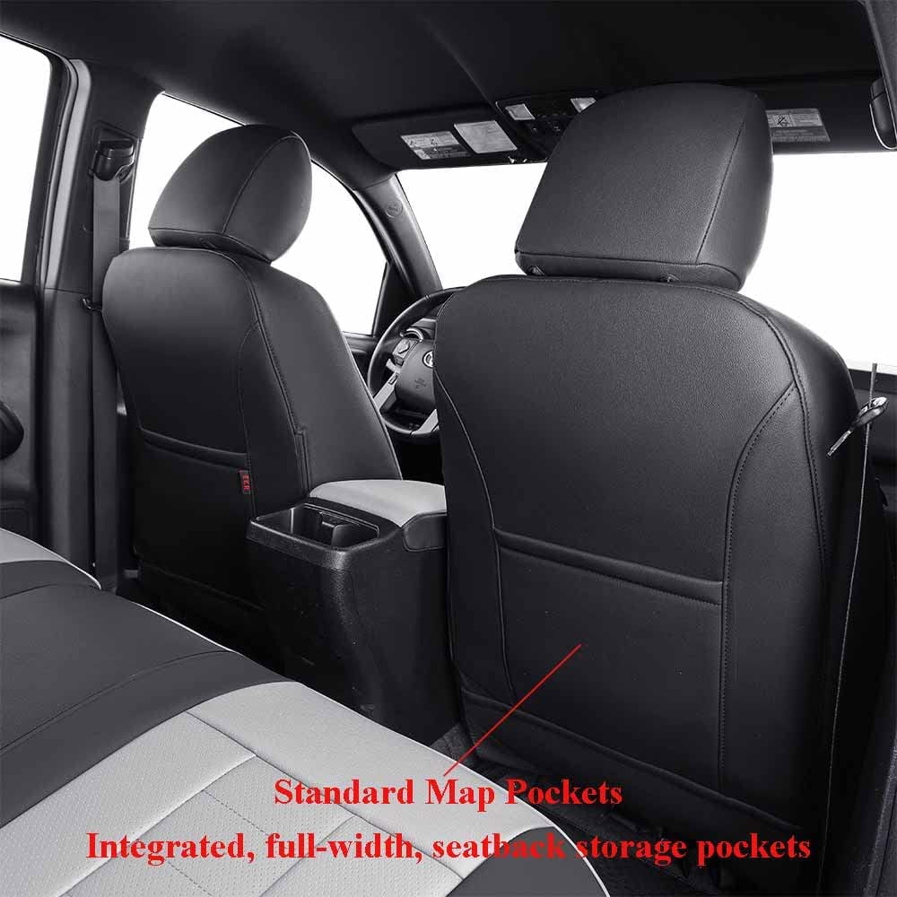 Black/Gray Leather Car Seat Covers Full Set H92635