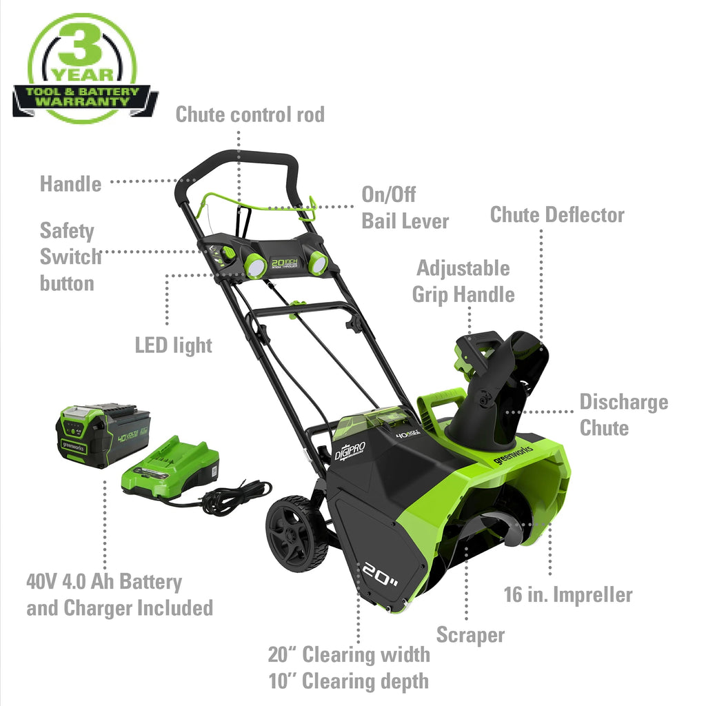 40V 20-inch Cordless Brushless Snow Blower H26102