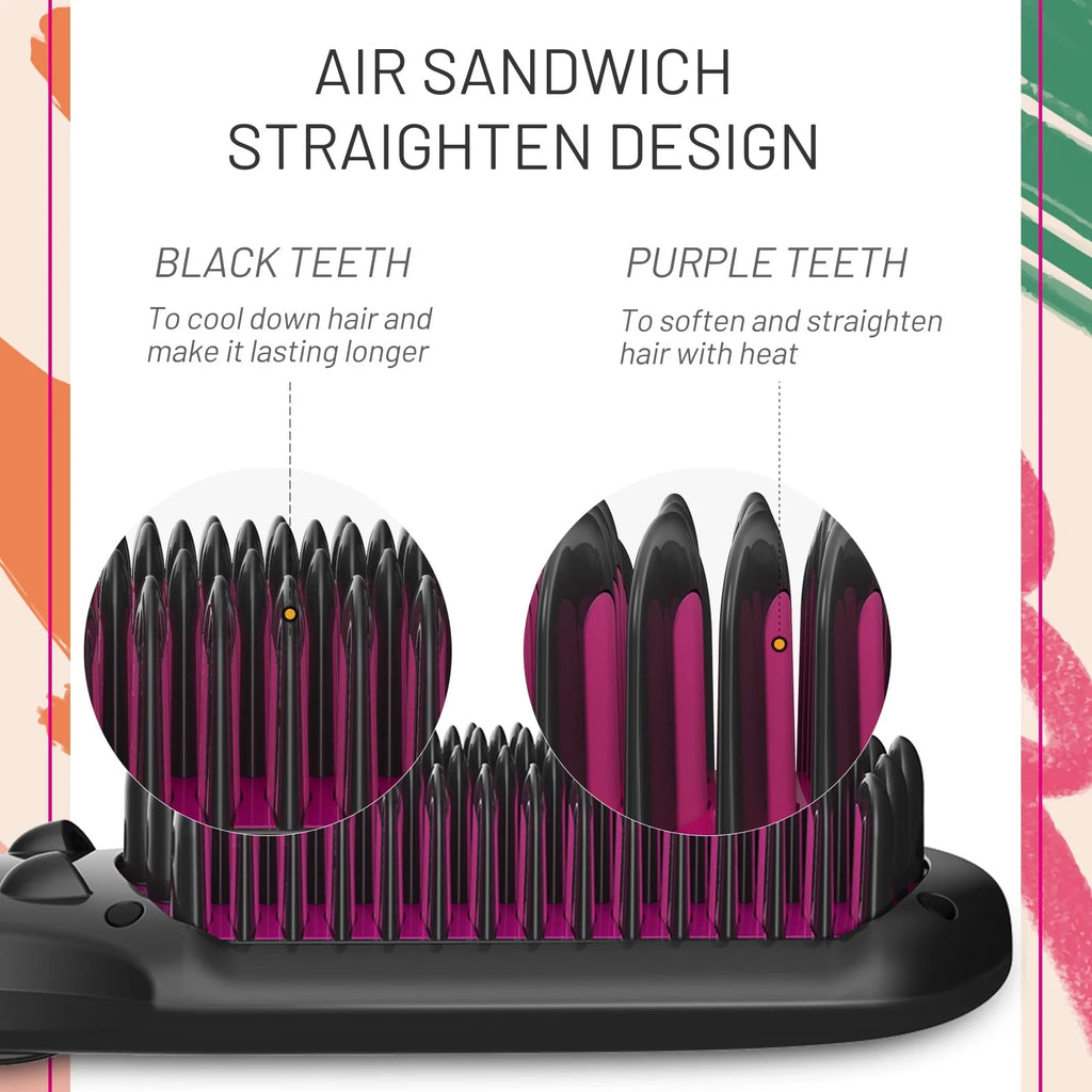 Ionic Hair Straightener Brush with 16 Heat Levels F555
