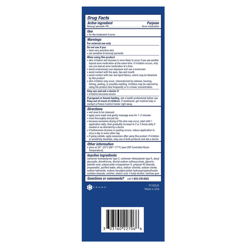 4% Benzoyl Peroxide Acne Creamy Wash L957