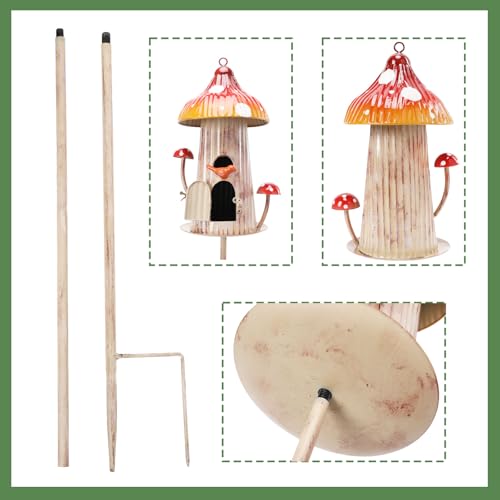 Metal Mushroom Birdhouse Stake V700166