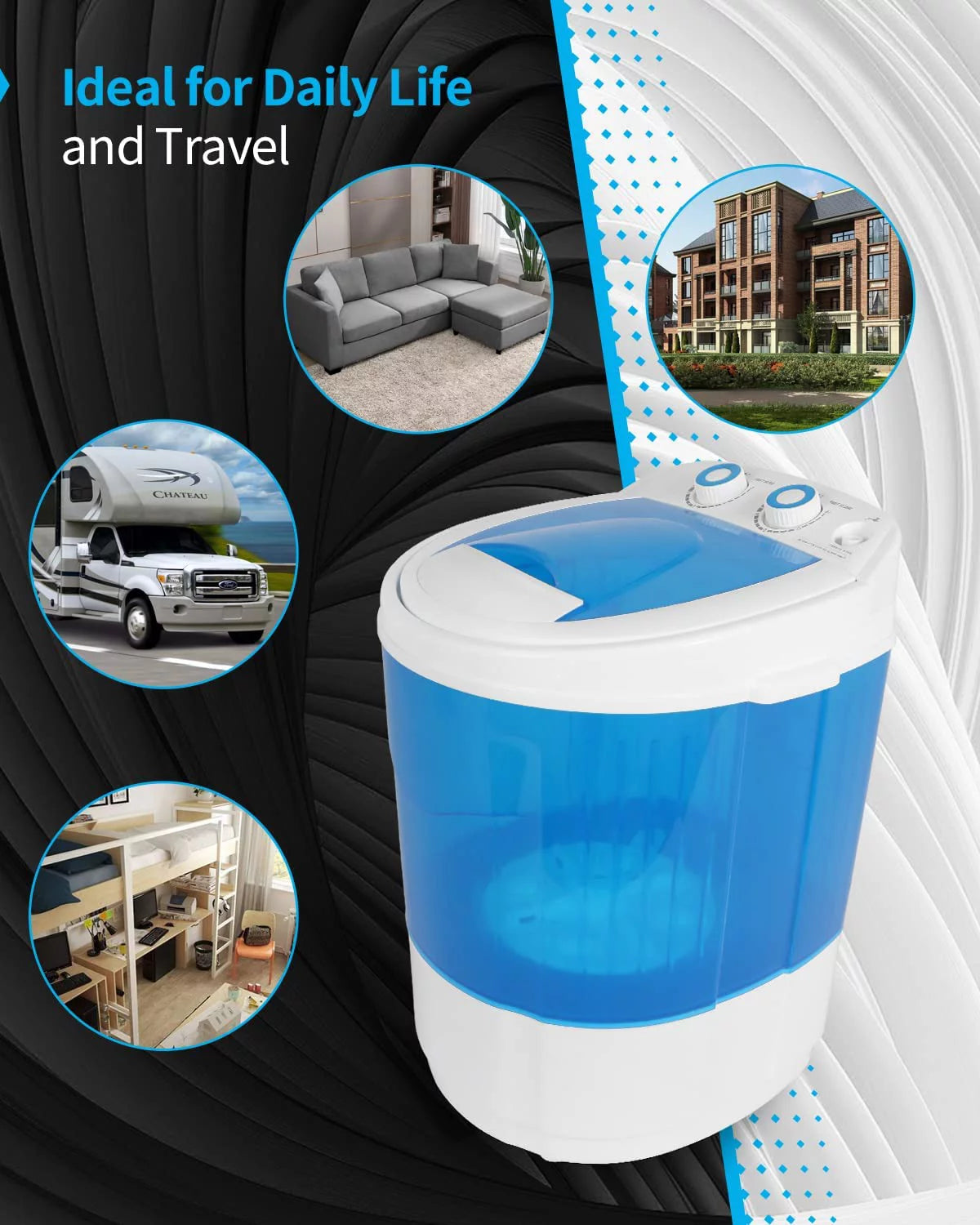 7.7lbs Mini Portable Washing Machine with Spiner Basket H75693