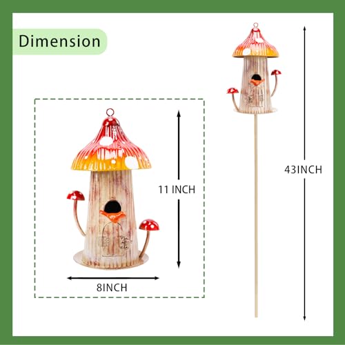 Metal Mushroom Birdhouse Stake V700166