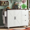 White Rolling Kitchen Cart Island with Drop Leaf H232204