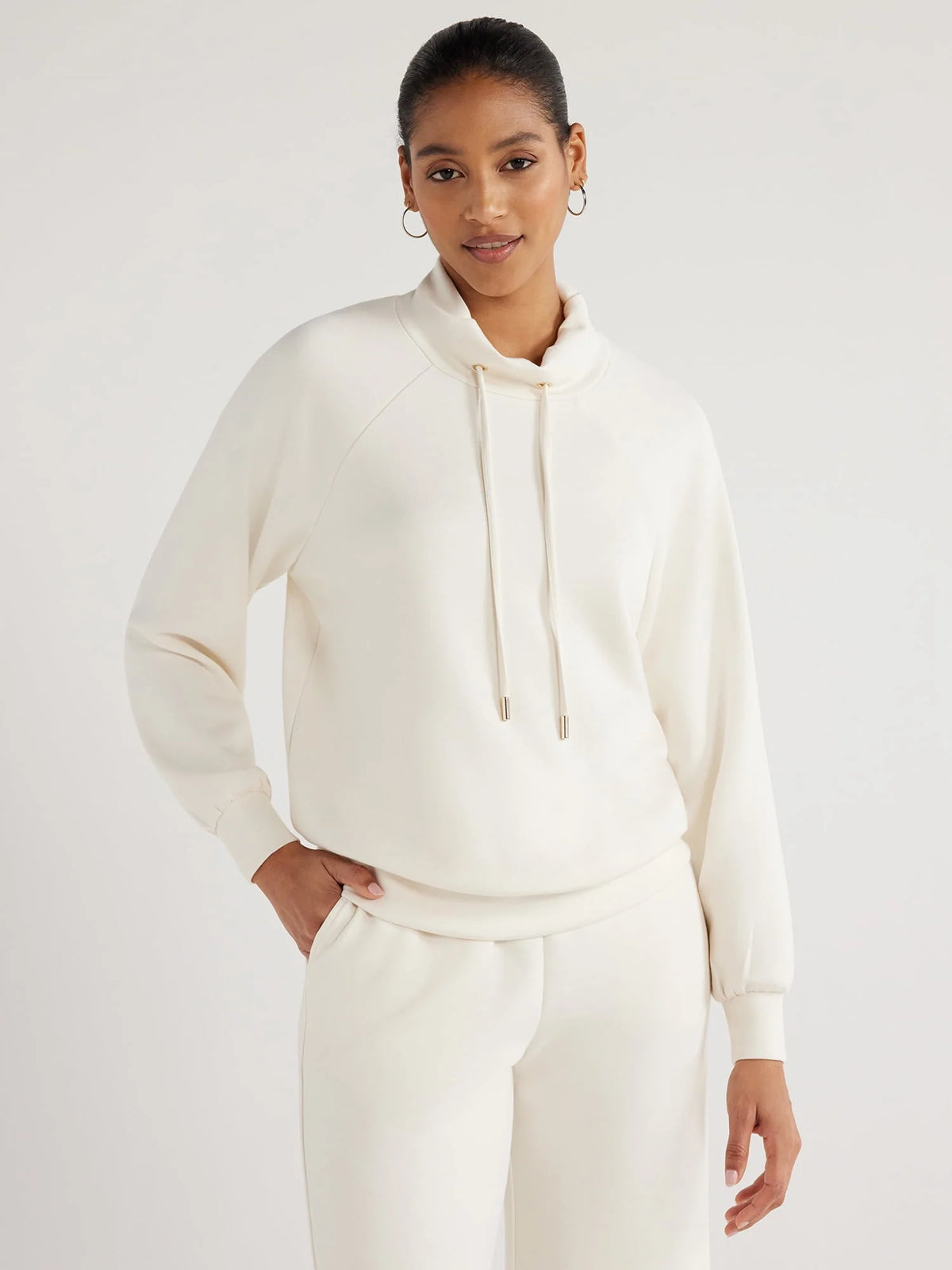 Women's Scuba Knit Funnel Neck Sweatshirt Q790