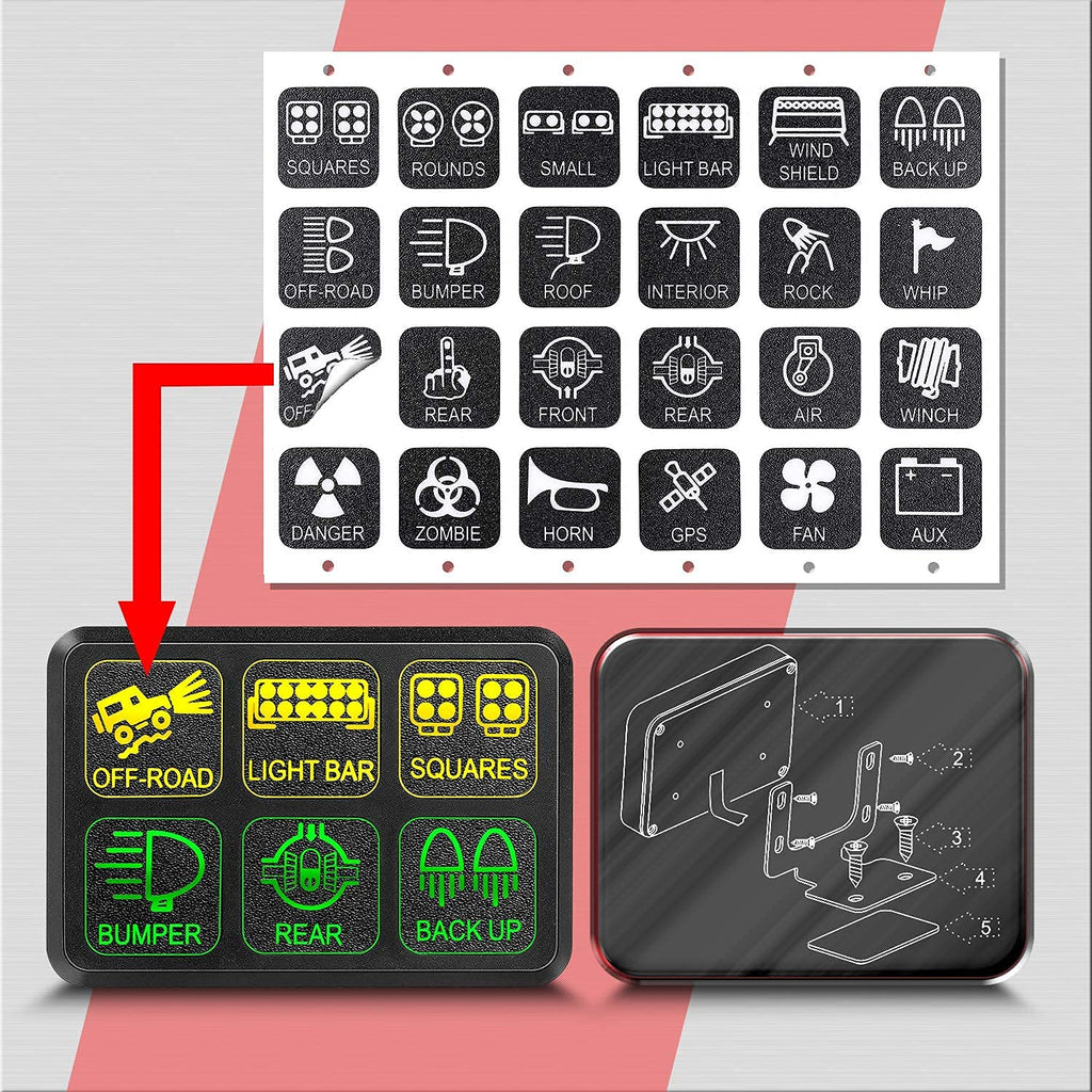 6 Gang LED Switch Panel with Relay System Circuit Control Box A420199